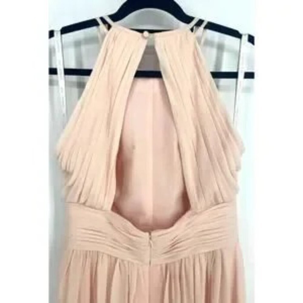 Bill Levkoff Blush Halter Chiffon Bridesmaid Dress - Picture 4 of 8